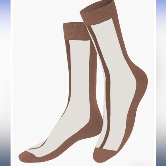 Eat my socks - smoothie socks - brown and white stripe long retro socks NWT - Picture 4 of 7